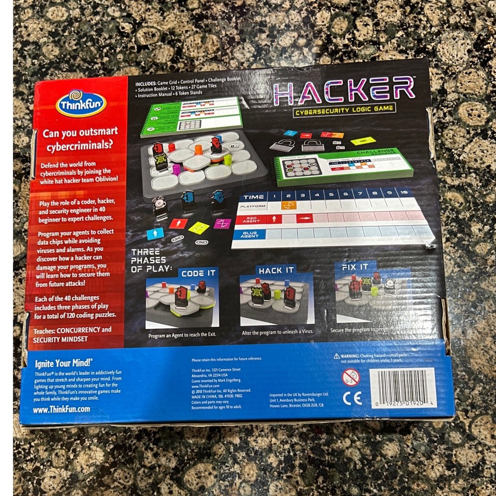 ThinkFun Hacker Cybersecurity Logic Game 120 Challenges STEM Coding Board Game - Picture 2 of 3